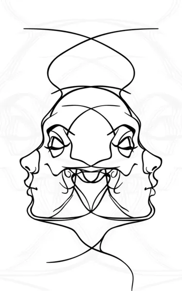 Tatuaj craniu feminin — Vector de stoc