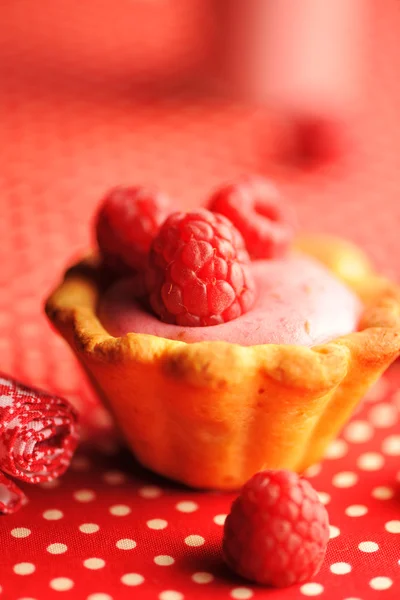 Gâteau au yaourt aux framboises dessert — Photo