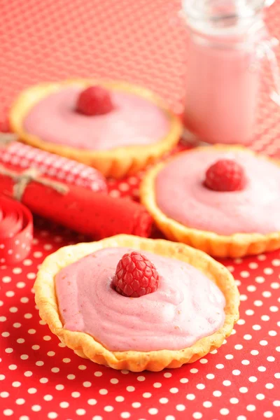 Tårta med hallon yoghurt dessert — Stockfoto