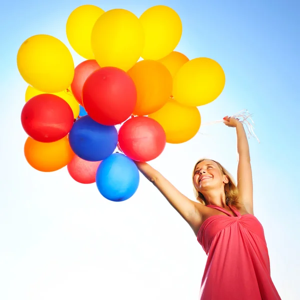 Mujer con globos — Foto de Stock