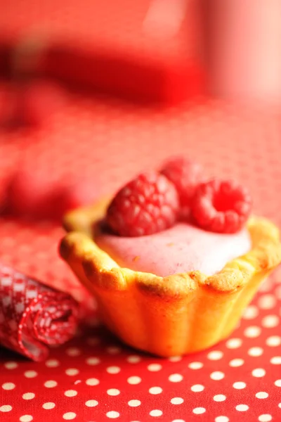 Gâteau au yaourt aux framboises dessert — Photo