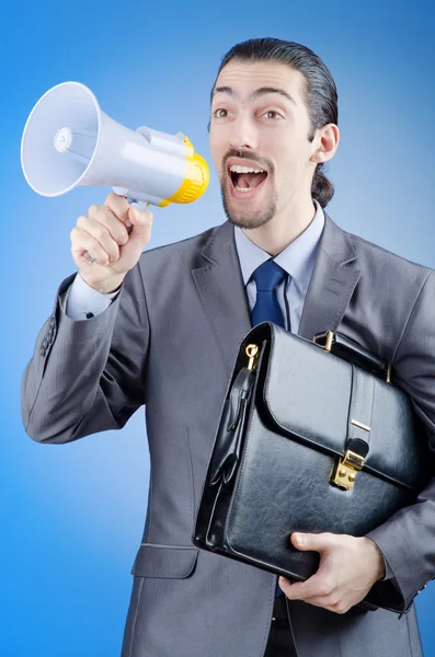 Affärsman skrika via högtalare — Stockfoto
