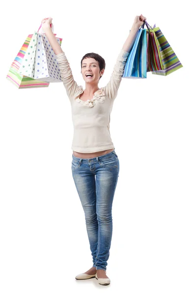 Girl after the shopping spree — Stock Photo, Image