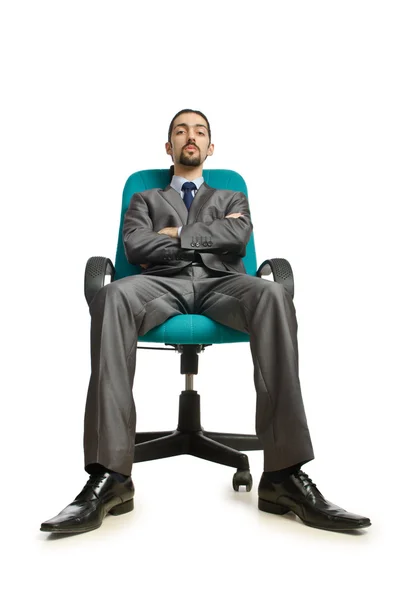 Affärsman som sitter i stolen på vit — Stockfoto
