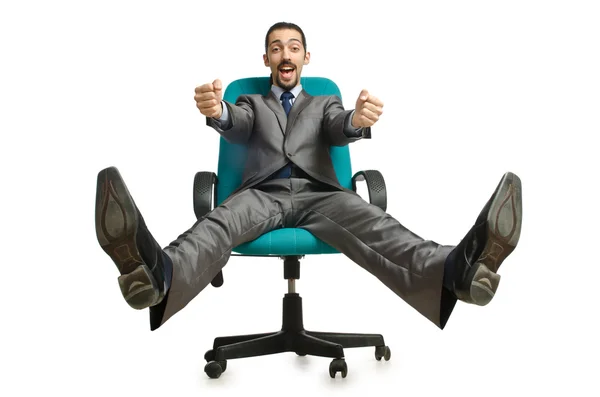 Empresario sentado en la silla en blanco — Foto de Stock