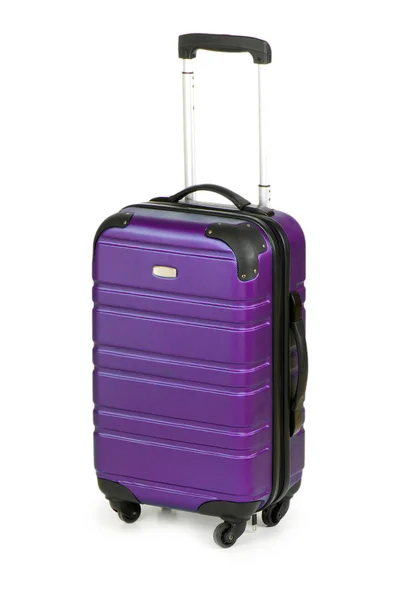 Gepäckkonzept mit Koffer auf der weißen Seite — Stockfoto