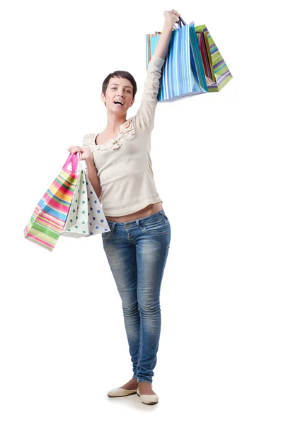 Flicka efter en shoppingrunda — Stockfoto