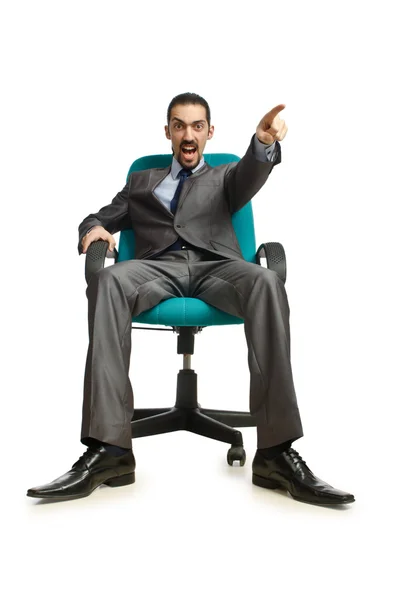 白の椅子に座っている実業家 — ストック写真