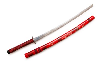 Japon kılıcı takana üzerinde beyaz izole