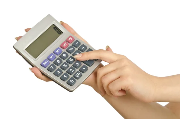 Calculadora de mano en blanco —  Fotos de Stock