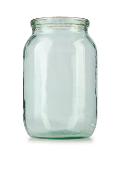 Glass empty jar isolated on white — Stock Photo, Image