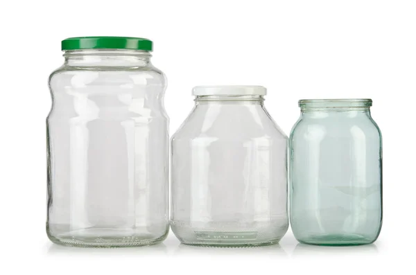 Frasco vazio de vidro isolado em branco — Fotografia de Stock