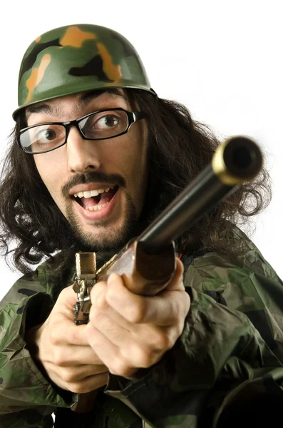 Funny soldier in humour concept — Stock Photo, Image