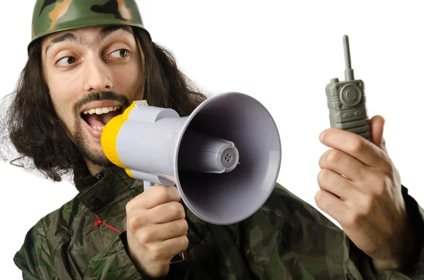 Funny soldier isolated on the white — Stock Photo, Image