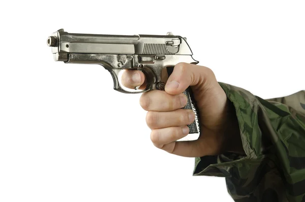 stock image Gun in the hand on white