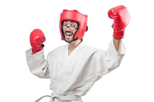 Karate fighter na białym tle — Zdjęcie stockowe