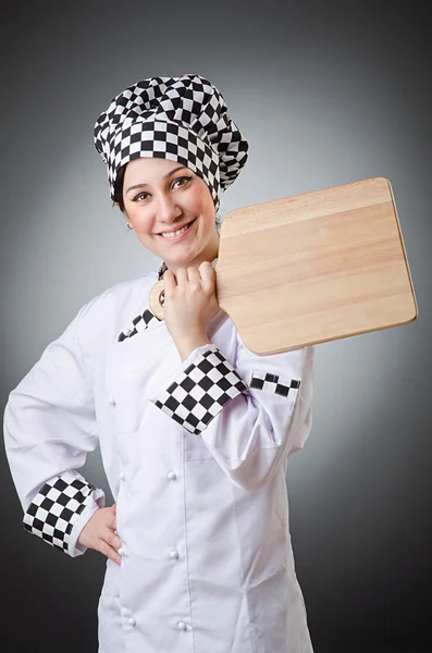 Femme cuisinier isolé sur le blanc — Photo