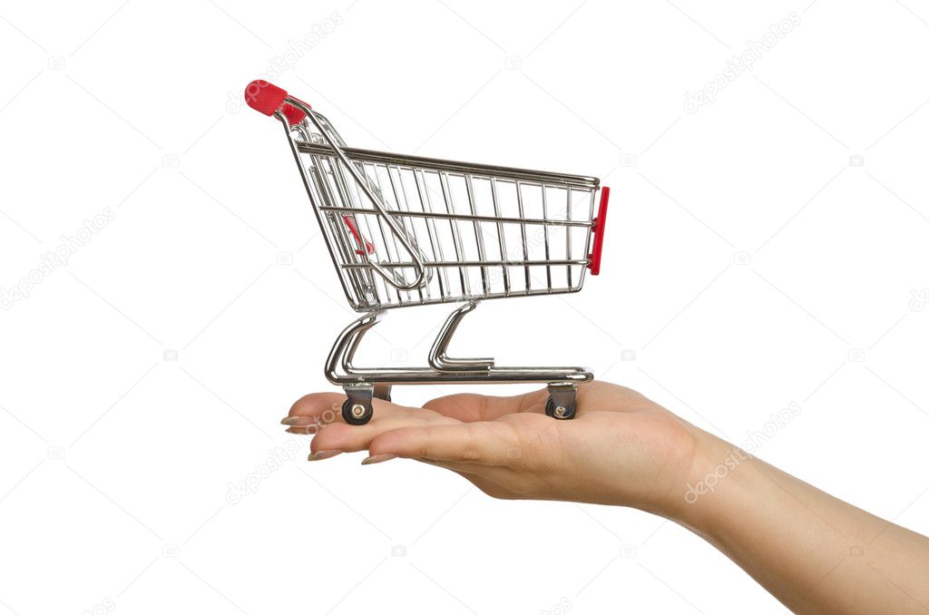 Shopping trolley on white