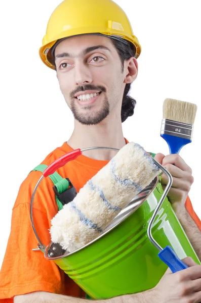 Painter isolated on the white Stock Picture