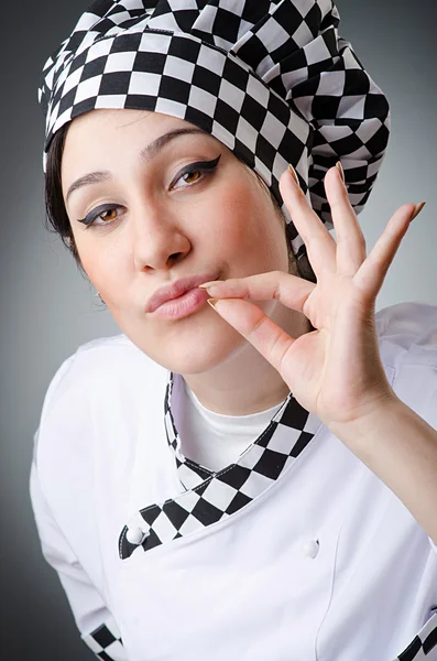 Woman cook isolated on the white — Stock Photo, Image
