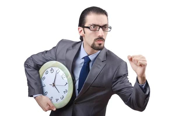 Homem com relógio isolado em branco — Fotografia de Stock