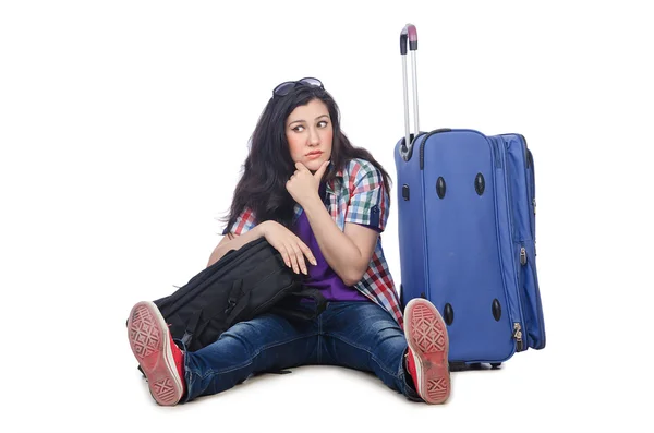 Девушка готовится к путешествию в отпуск Лицензионные Стоковые Фото