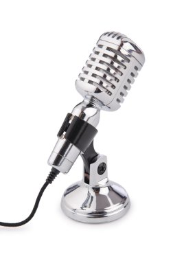 Retro vintage microphone isolated on white clipart