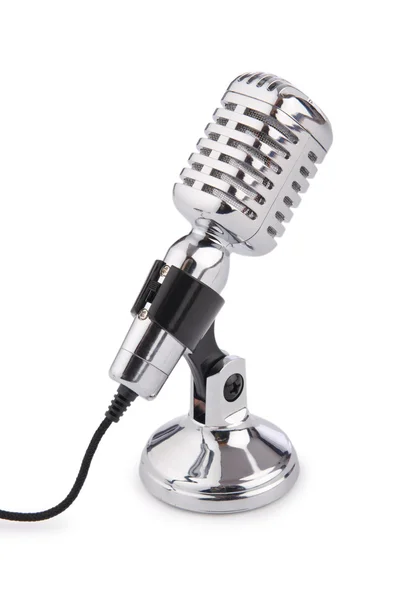 Retro vintage mikrofon isolerad på vit — Stockfoto