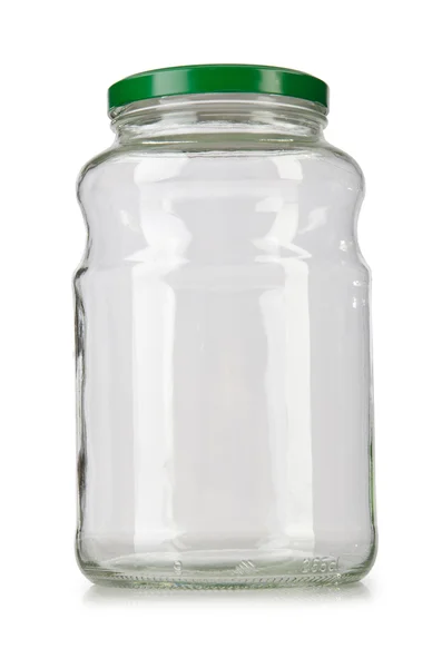 Frasco vazio de vidro isolado em branco — Fotografia de Stock