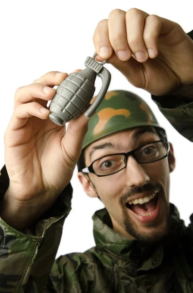 Funny soldado en concepto de humor —  Fotos de Stock