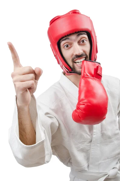 Karate vechter geïsoleerd op de witte — Stockfoto