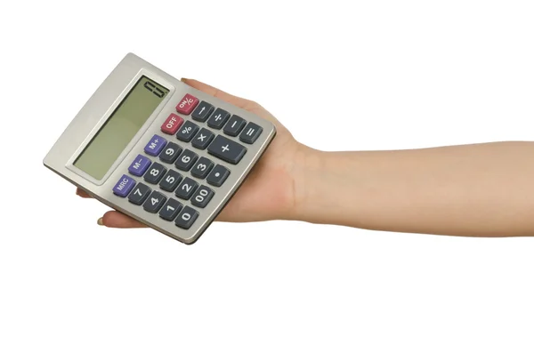 Kézi üzem kalkulátor-fehér — Stock Fotó