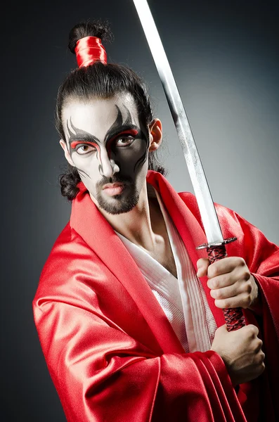 Japanese actor with sword — Stock Photo, Image