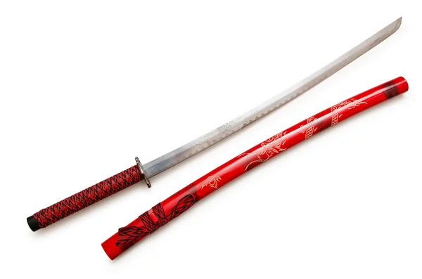 Takana Japoński miecz na białym tle — Zdjęcie stockowe