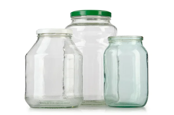 stock image Glass empty jar isolated on white