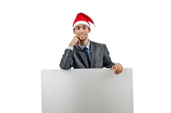 圣诞老人帽的空白邮件的商人 — 图库照片