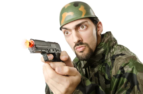 Soldier isolated on the white — Stock Photo, Image