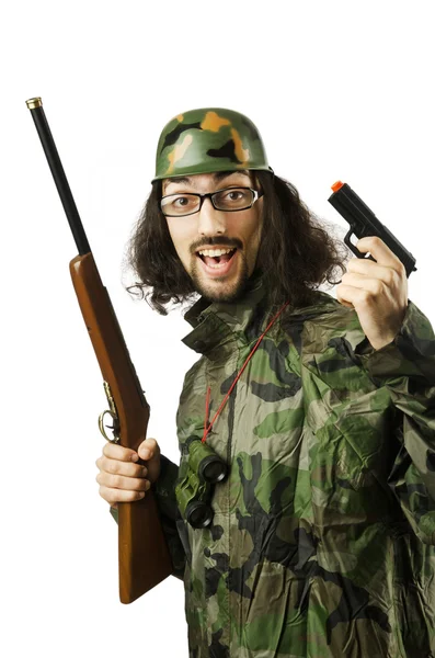 Funny soldado en concepto de humor —  Fotos de Stock