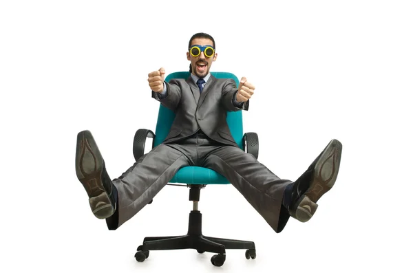 Businessman sitting in the chair on white — Stock Photo, Image