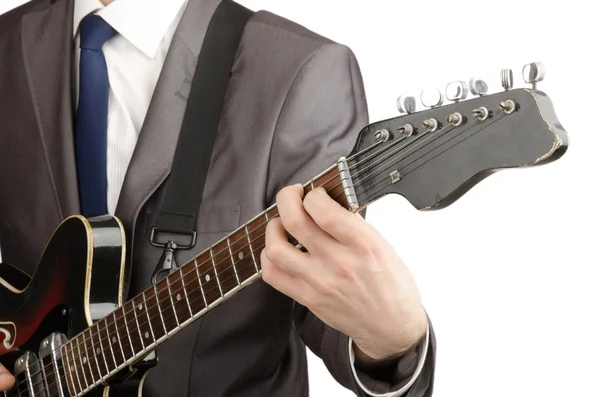 Ung gitarist isolert på hvit – stockfoto