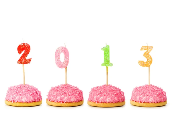 2013 made with cake candles — Stock Photo, Image