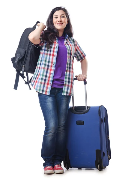 Menina se preparando para viajar para férias Imagem De Stock