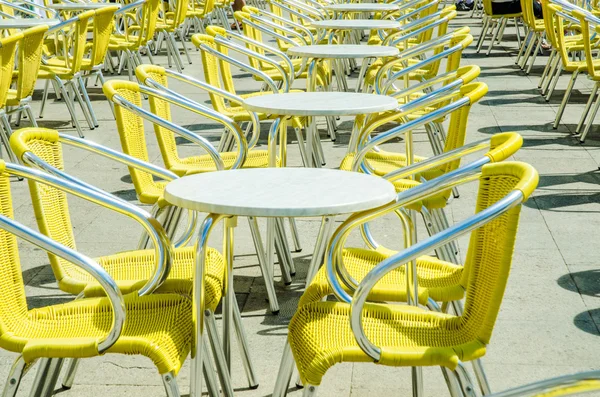 stock image Empty tables of street cafe