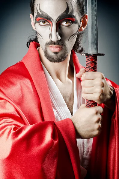 Japoński aktor z mieczem — Zdjęcie stockowe