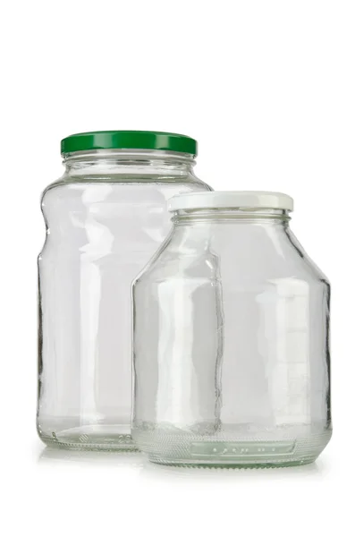 Tarro vacío de vidrio aislado en blanco — Foto de Stock