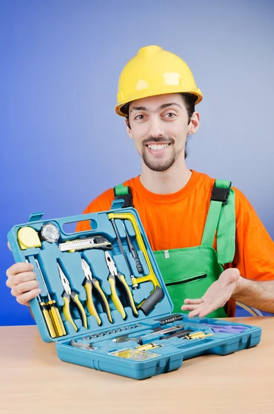 Reparador com seu kit de ferramentas — Fotografia de Stock
