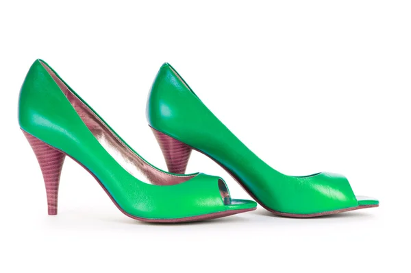 绿色的女性鞋在时尚概念 — 图库照片