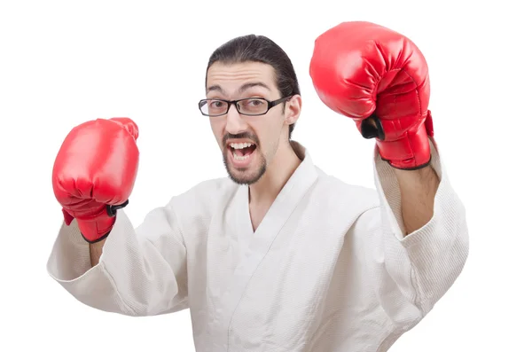 Karate vechter geïsoleerd op de witte — Stockfoto