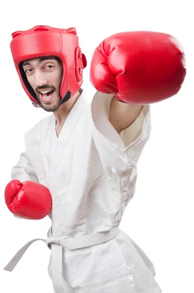 Karate fighter isolerat på vita — Stockfoto