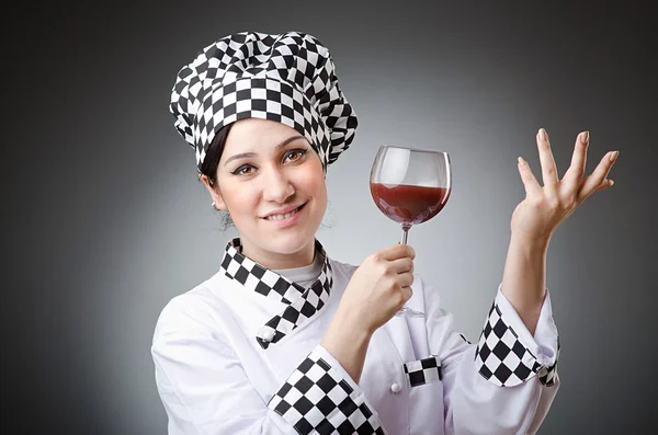 Vrouw kok geïsoleerd op de witte — Stockfoto